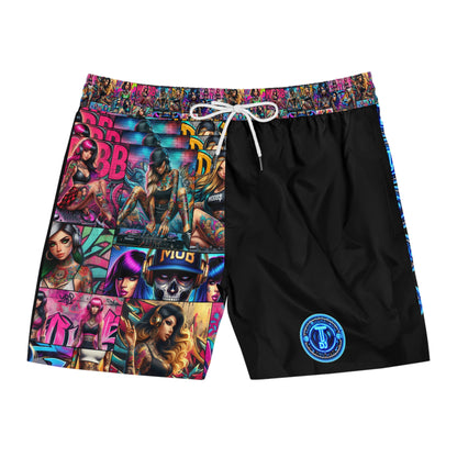 MDBTDJ#MLS1 Men's Mid-Length Swim Shorts Tattooed Dj's Limited Edition Swim Wear