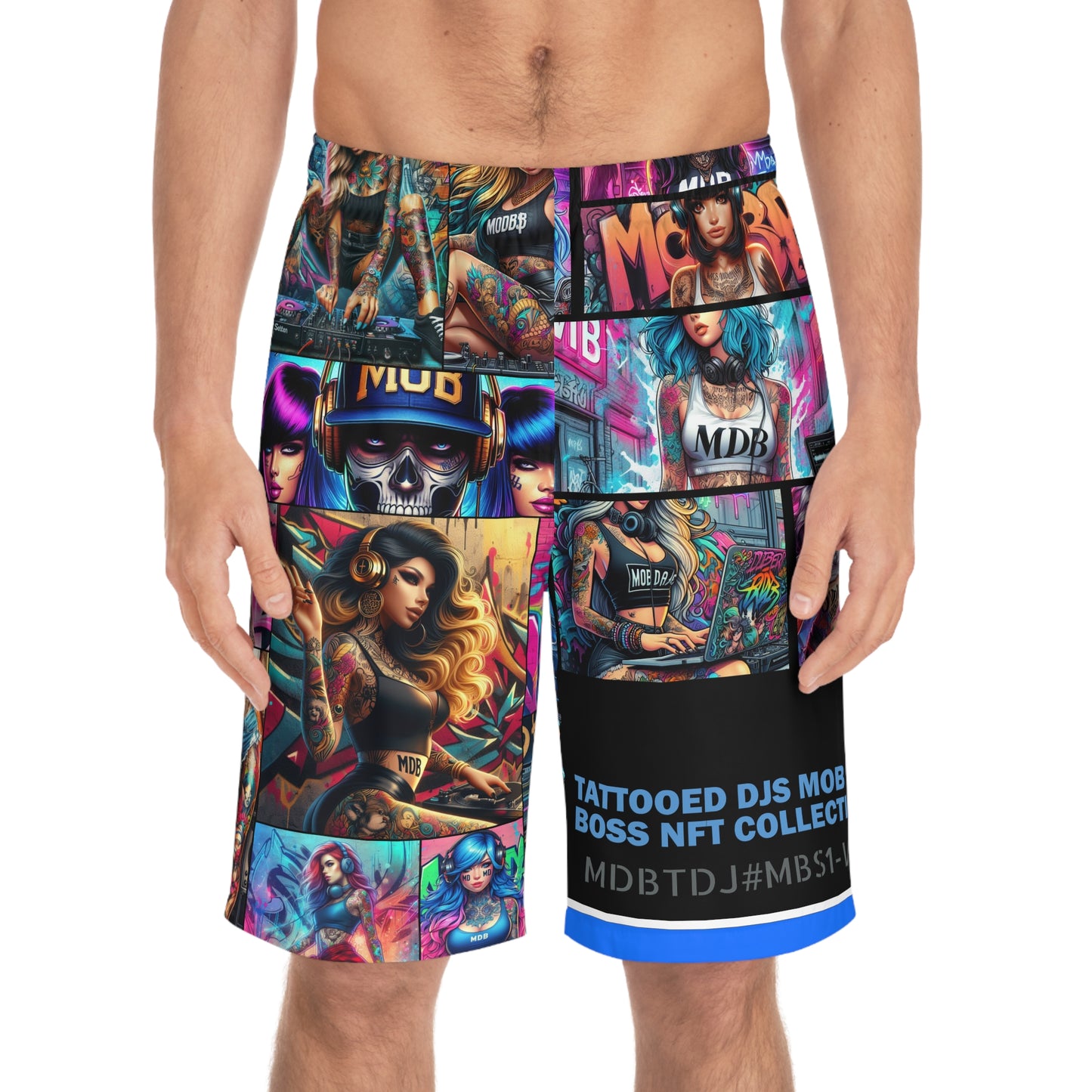 MDBTDJ#MBS1-W Men's Board Shorts Tattooed Dj's Limited Swim Wear