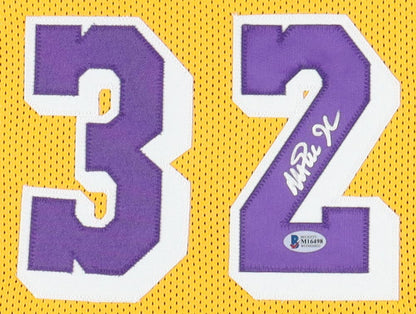 Magic Johnson Signed Custom Framed Jersey Display (Beckett)