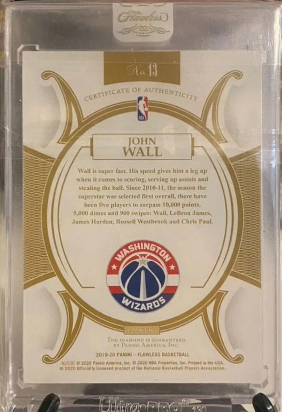 Grail Rare 1 of 1 2019 Panini Flawless John Wall Diamond Washington Wizards 1/1