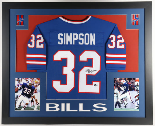 O.J. Simpson Signed Custom Framed Jersey Display (Beckett)