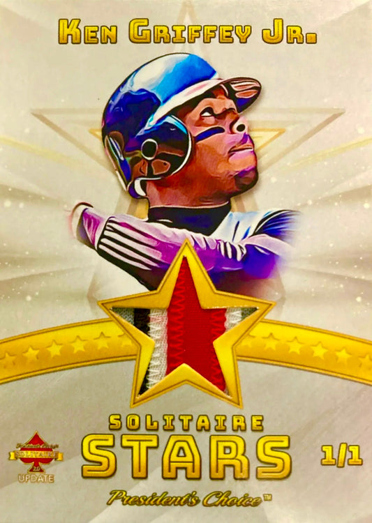 1 of 1 Game Used Ken Griffey Jr. Jersey Patch Trading Card President's Choice Solitaire 2.0 Update 1/1
