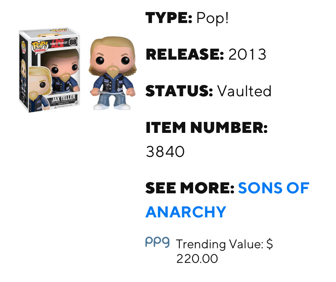 Vaulted 2013 Jax Teller #88 Funko Pop! Signed By Charlie Hunnam Sons Of Anarchy TV Series Signature is Authenticated By Beckett ✅  ✅ - DaFunkoShop - Funko Pop! Television