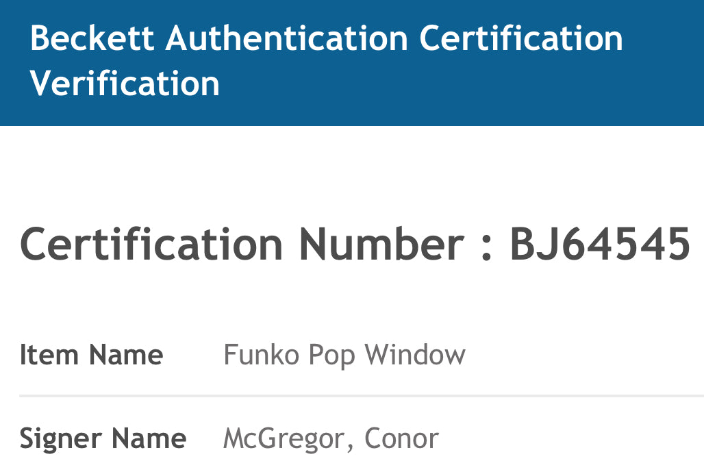 Conor McGregor Signed Funko Pop! Ufc Series 1 #01 Autograph is Autheticated By Beckett ✅
