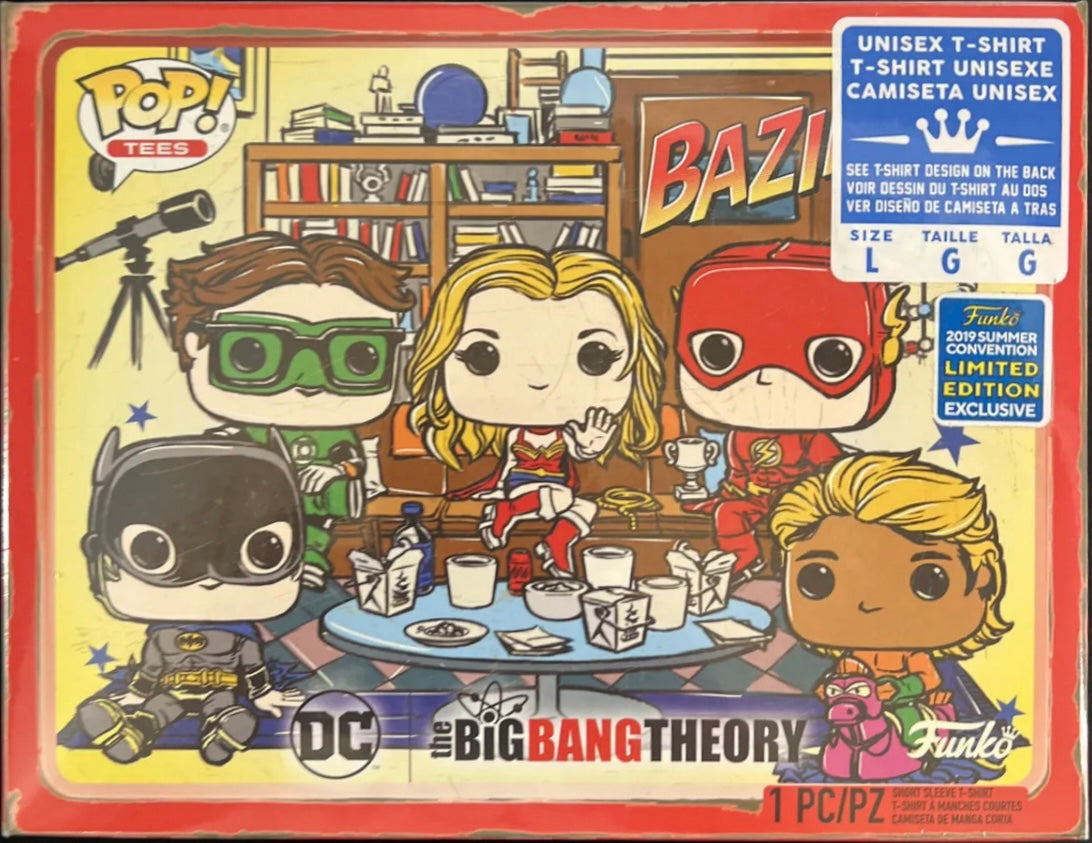 FUNKO POP SHIRT THE BIG BANG THEORY 2019 SDCC LIMITED EDITION - BAZINGA! DC - L - DaFunkoShop - Big Bang Funko Pop! Shirt