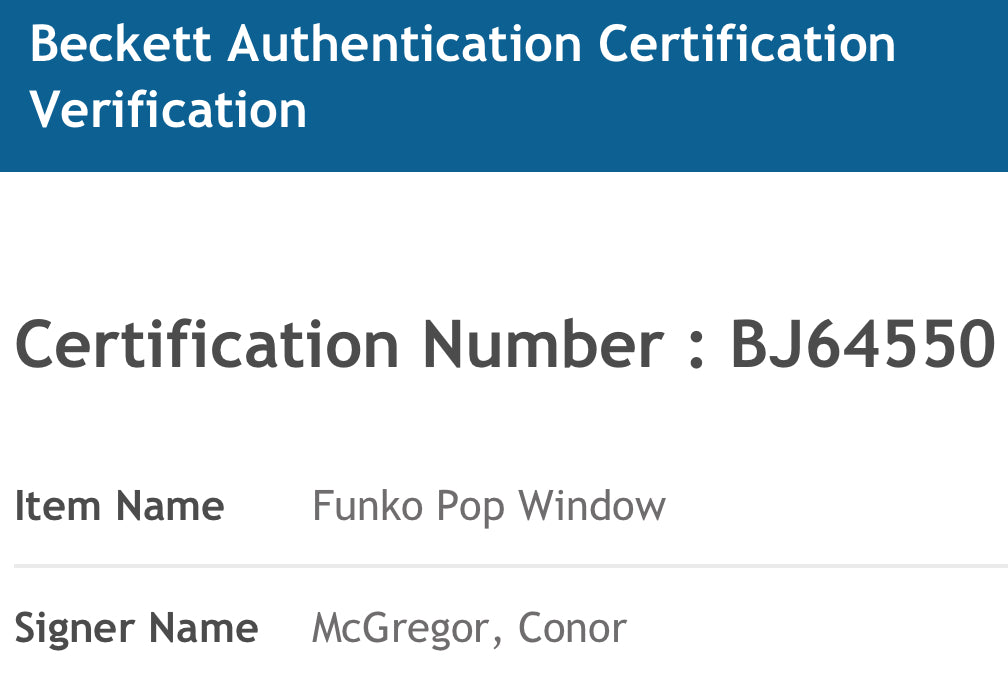 Conor McGregor signé Funko Pop ! L'autographe Ufc Series 1 #01 est authentifié par Beckett ✅