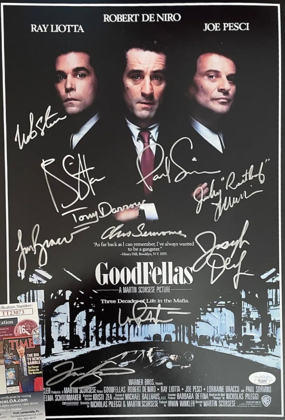 Goodfellas 11x17 movie poster photo Signed By 10 Cast Members and the Signatures Are Authenticated by JSA ✅ - DaFunkoShop - Autographed memorabilia.