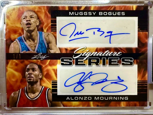 1 of 1 Rare 2023 Leaf Signature Series NBA Basketball Autographed Signed Muggsy Bogues & Alonzo Mourning signature 1/1 Auto Authentic ✅