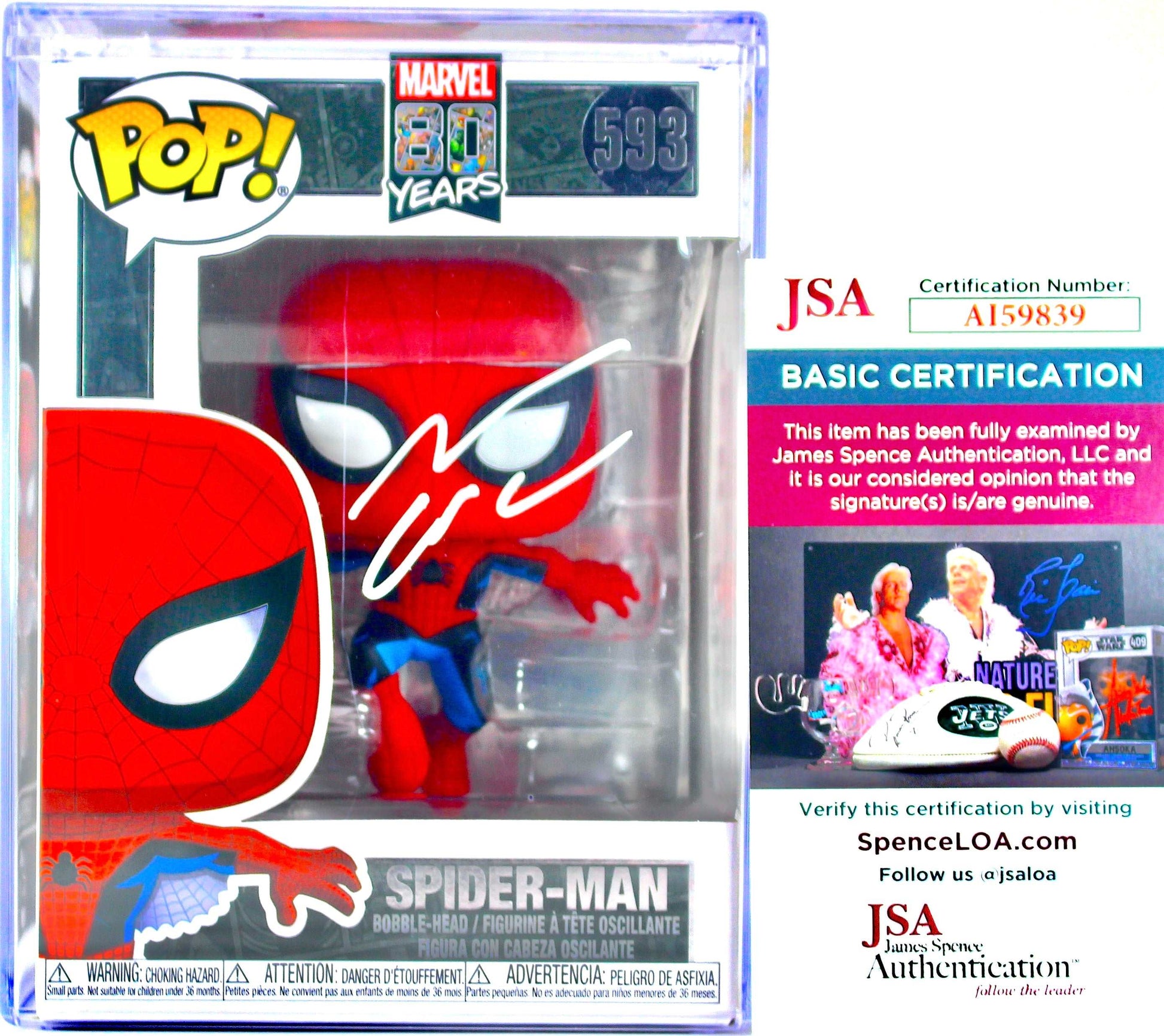 Andrew Garfield Autographed Signed Marvel Spider-Man Funko Pop 593 JSA - AI59839 - DaFunkoShop - Funko Pop! Marvel