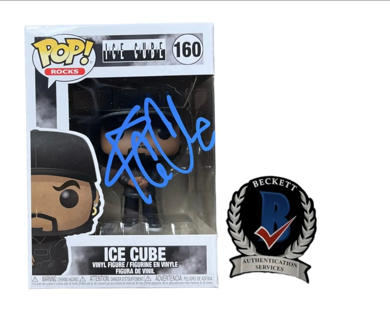 Autographed Signed Funko Pop! Rocks - Ice Cube #160 Signature is Authenticated by Beckett ✅