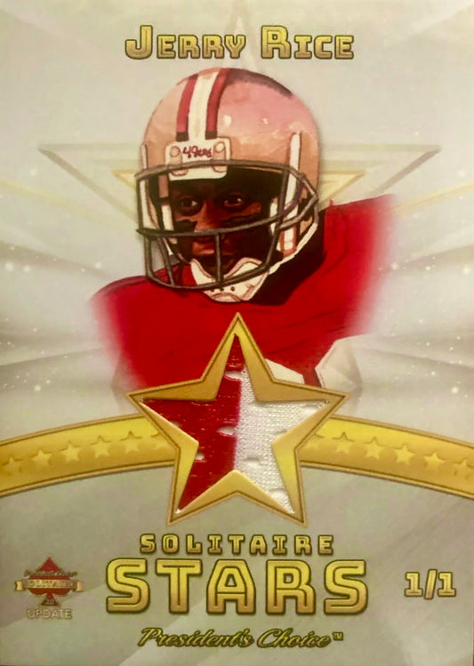 1 of 1 Rare Jerry Rice Game Used Jersey Patch President's Choice Solitaire 2.0 Update 49ers 1/1