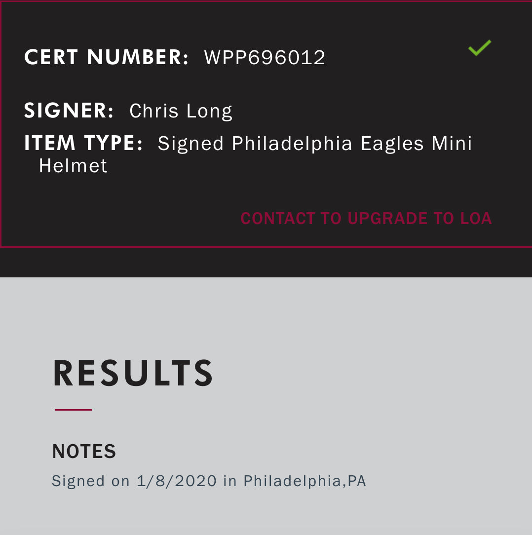 Signed Philadelphia  Eagles Mini Helmet Chris Long Signature is Authenticated by JSA ✅ - DaFunkoShop - 