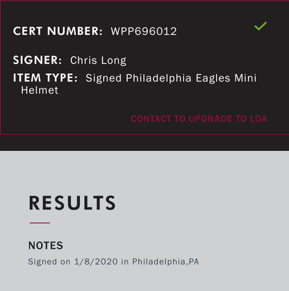 Signed Philadelphia  Eagles Mini Helmet Chris Long Signature is Authenticated by JSA ✅ - DaFunkoShop - 