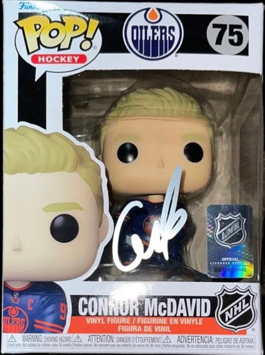 Connor McDavid Autographed Signed Funko Pop! Hockey Edmonton Oilers #75 Signature is Authenticated By Beckett