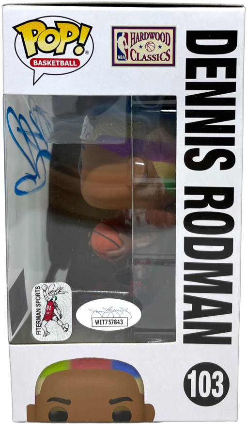 Dennis Rodman Signé dédicacé Funko Pop ! Basketball JSA &amp; Rodman Exclusif Hologramme Authentique Signature Encre Bleue Authentifiée Par JSA ✅