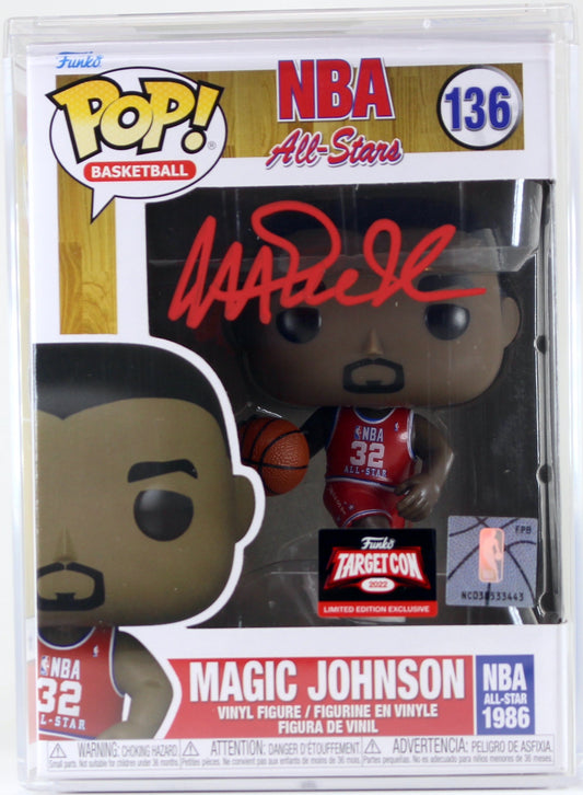 Magic Johnson Autographed Funko Pop! Basketball #136 - All Stars NBA Team USA Red 1986 Signed By Magic, Authenticated By Beckett ✅ - DaFunkoShop - Funko Pop! Basketball