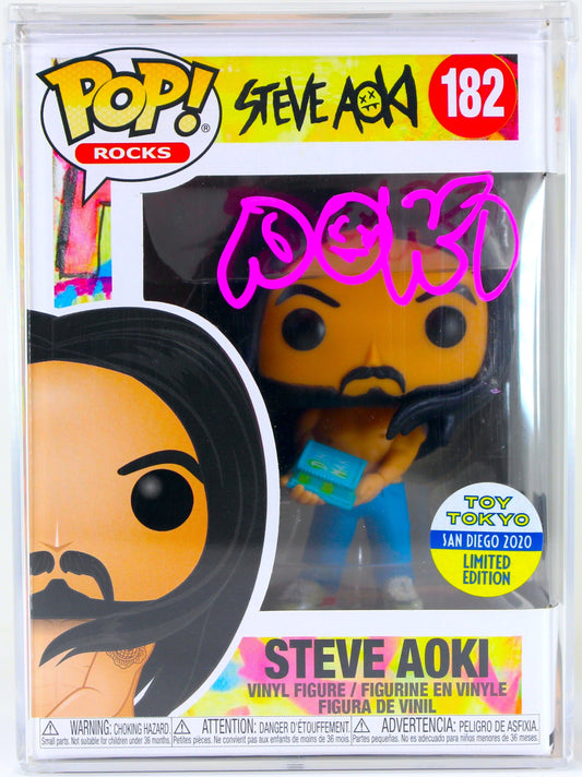 Steve Aoki Signed Funko Pop! Rocks Autograph By Edm Dj Dim Mak Exclusive And Limited Edition! San Diego Toy Tokyo 2020 CC #182 Signature is Authenticated By Beckett ✅ - DaFunkoShop - Funko pop! Rocks