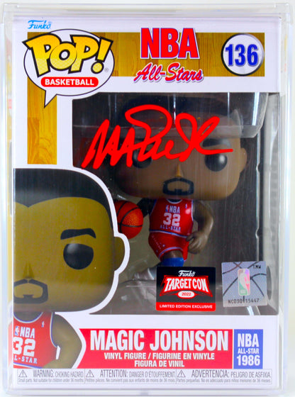 Magic Johnson Autographed Funko Pop! Basketball #136 - All Stars NBA Team USA Red 1986 Signed By Magic, Authenticated By Beckett ✅ - DaFunkoShop - Funko Pop! Basketball