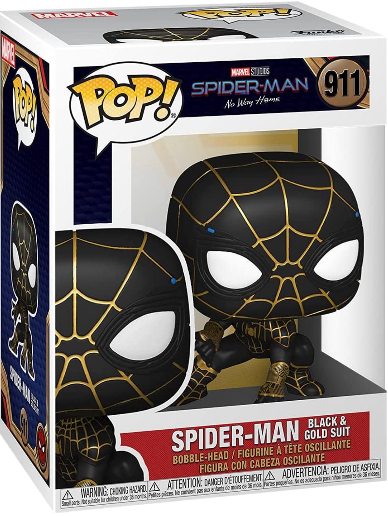 Funko pop marvel spiderman no way home spider - costume homme or et noir  56827
