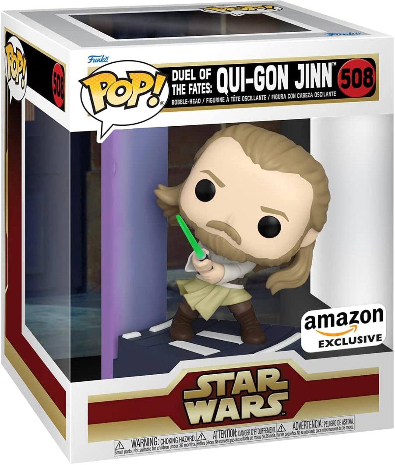 Funko Pop! Deluxe: Star Wars Duel of The Fates - Qui-Gon Jinn, #508 Exclusive, Figure 3 of 3 - DaFunkoShop - Funko Pop! Star Wars